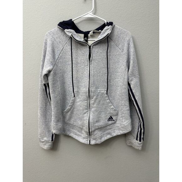 Adidas Womens S Small Long Sleeve Full Zip‎ Hoodie Jacket Gray Athletic Running - Picture 1 of 4